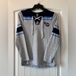 NFL Tennessee Titans Women's Small Lightweight V-Neck Gray & Blue Hoodie Lace-up